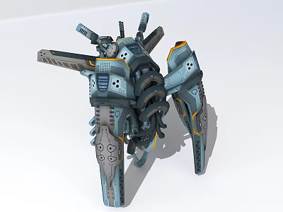 Smart Machine Featuring Mechanical Legs Multiple Joints And Futuristic Weapon Systems Design 3d model