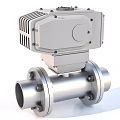 Industrial Electric Valve Device With Actuator And Flanged Stainless Steel Pipeline