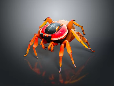 3D Rendered Orange Red Spider With Detailed Legs On Dark Background 3d model