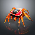 3D Rendered Orange Red Spider With Detailed Legs On Dark Background