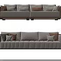 Modern Beige Fabric Sectional Sofa With Multiple Colored Accent Cushions And Comfortable Design 3d model