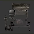 Vintage Vendor Cart With Wooden Structure Weathered Roof Wheels And Lantern