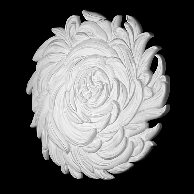Elegant White Carved Decorative Ornament Set With Chrysanthemum Petal Design For Home Decor 3d model