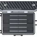 Black Carbon Fiber Laptop Storage Case With Secure Locks And Internal Compartments