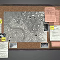 Public Facility Community Corkboard With Attached Papers Map Photos And Notes 3d model