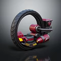 Futuristic Single Wheel Motorcycle With Red Black Mechanical Engine Components 3d model