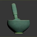 Turquoise Ceramic Mortar and Pestle With Textured Surface for Kitchen Use 3d model