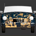 Blue Vintage Convertible Car With Open Top And Yellow Seats Classic Design And Shiny Wheels