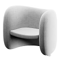 Modern Beige Accent Chair With Linen Upholstery Curved Design And Rounded Arms