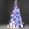 Festive Christmas Photo Spot With Stacked Transparent Cubes Blue Sphere Decorations And Top Star