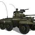Military Six Wheeled Utility Vehicle With Soldier Machine Gun Main Cannon Antennas And ID Number