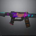 Futuristic Rifle With Neon Pink Blue Purple Glowing Details And Modern Design