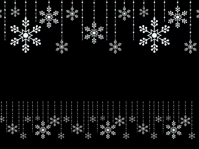 Stylish White Snowflake Shaped Decorative Lights Arranged Top and Bottom on Black Background 3d model