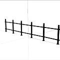 Public Facility Black Metal Railing With Brick Paved Ground And Gray Wall