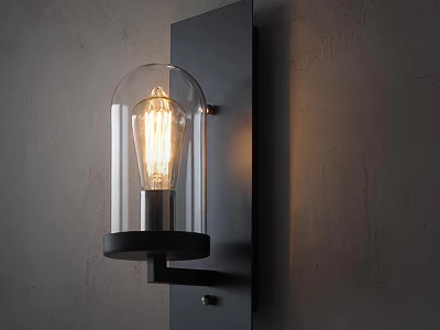 Sleek Wall Light With Clear Glass Shade Filament Bulb Mounted On Gray Wall 3d model