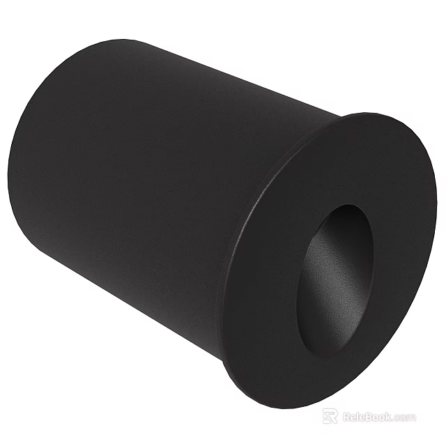 Modern Black Cylindrical Wall Light With Sleek Smooth Surface And Circular Opening 3d model 