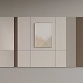 Modern Sofa Background Wall Design With Beige Panels Striped Accents And Decorative Painting