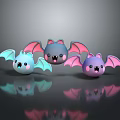 Cute Bat Dolls With Colorful Wings And Adorable Expressions In Cartoon Style