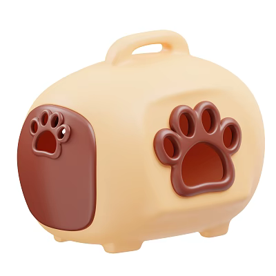 Light Yellow Decorative Ornament Set With Pet House Shape Paw Print Designs And Handle 3d model