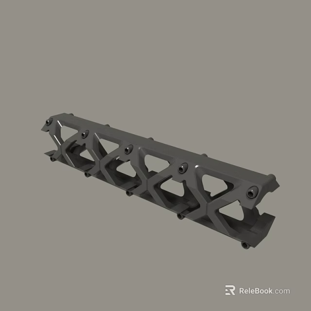 Black Metal Structural Component With Geometric Design And Multiple Holes 3d model 