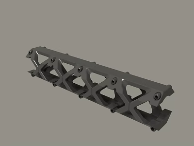 Black Metal Structural Component With Geometric Design And Multiple Holes 3d model