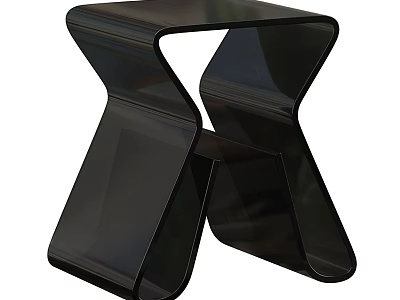 Modern Black Cross Design Side Table with Sleek Glossy Surface and Stable Structure 3d model