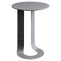 Modern Dining Table With Round Textured Tabletop And Gold Metal Curved Legs