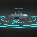 Futuristic Circular Platform With Blue Glowing Rings And Tech Interface Elements 3d model