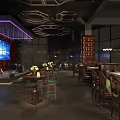 Modern Bar Interior With Vintage Wine Racks Wooden Counter And Ambient Lighting