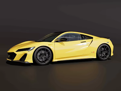 Yellow Modern Sports Coupe With Sleek Aerodynamic Body And Black Alloy Wheels 3d model