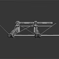 Silver Mechanical Weapon Model With Detailed Structure And Long Components