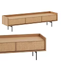 Modern Wooden Dresser With Rattan Front Drawers And Black Legs Design