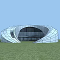 Modern Curved Geometric Landmark Building With Glass Facade And Unique Structure 3d model