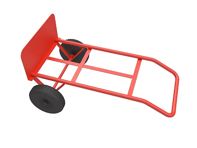 Red Heavy Duty Hand Cart With Black Wheels For Transport Purposes 3d model