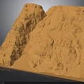 Detailed Earth Toned Topographic Model With Layered Mountain Gorges And Smooth Black Base