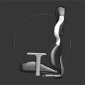 Modern Ergonomic Gaming Chair with Black Leather White Accents and Back Logo Design