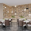 Light Luxury Modern Sales Office Lounge With Full Wall Bookshelf And Elegant Comfortable Seats