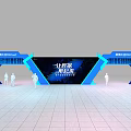 Tencent Cloud Conference Exhibition Booth With Blue Design Human Figures And Data Theme 3d model