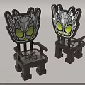 Fun Creative Children's Chairs With Cartoon Green Eyes Design And Gray Frame