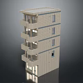 Multi Story Residential Building With Light Exterior Balconies Windows And Entrance