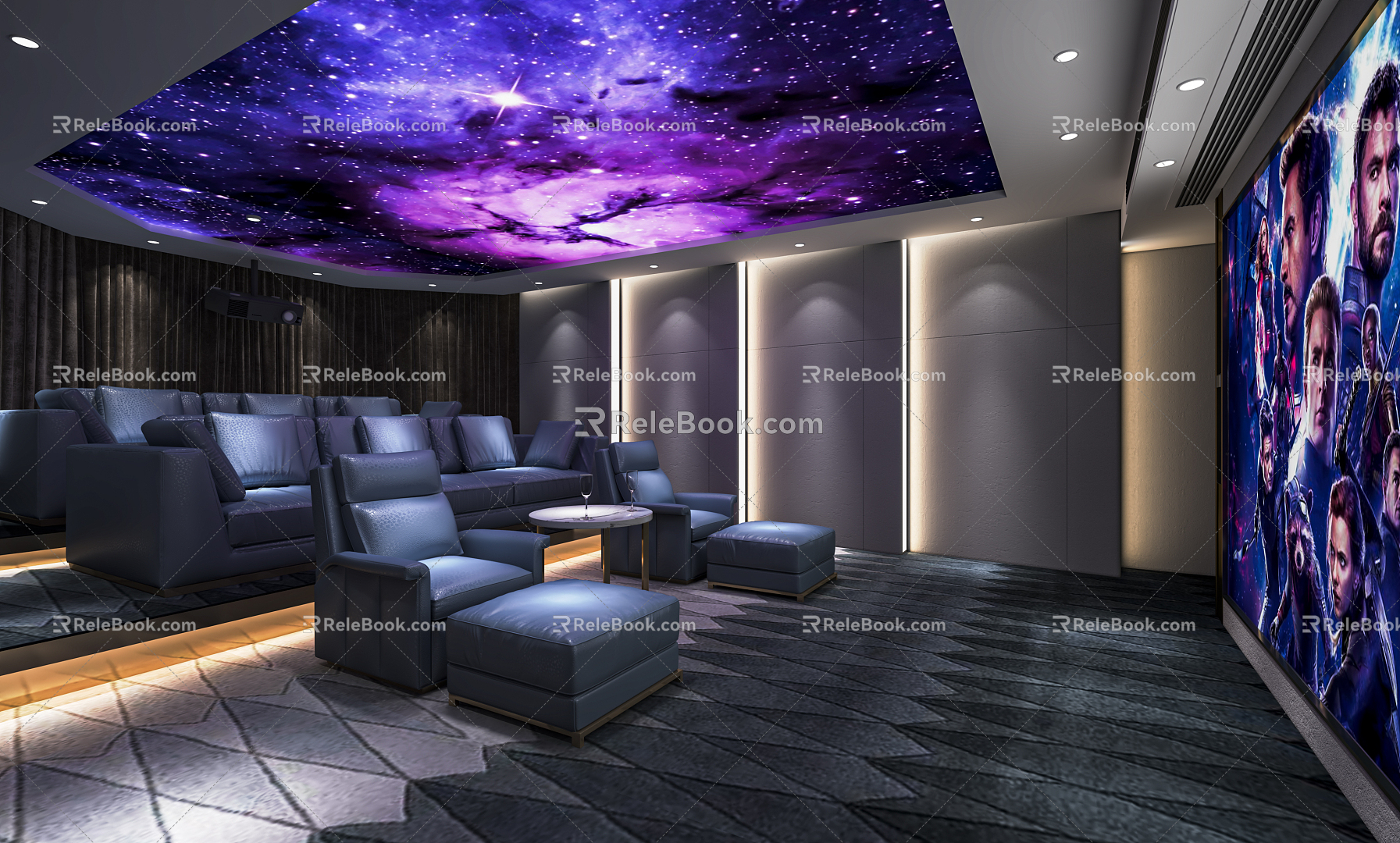 Modern Video Room Cinema Private Cinema Screening Hall Massage Chair Single Person Sofa Starry Top 3d model