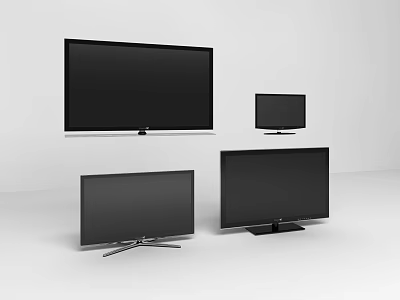 Modern Computer Monitors With Various Sizes Sleek Black Screens And Modern Design 3d model