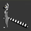 3D Animated Lemur Character With Grey White Fur Large Yellow Eyes Holding Clapperboard
