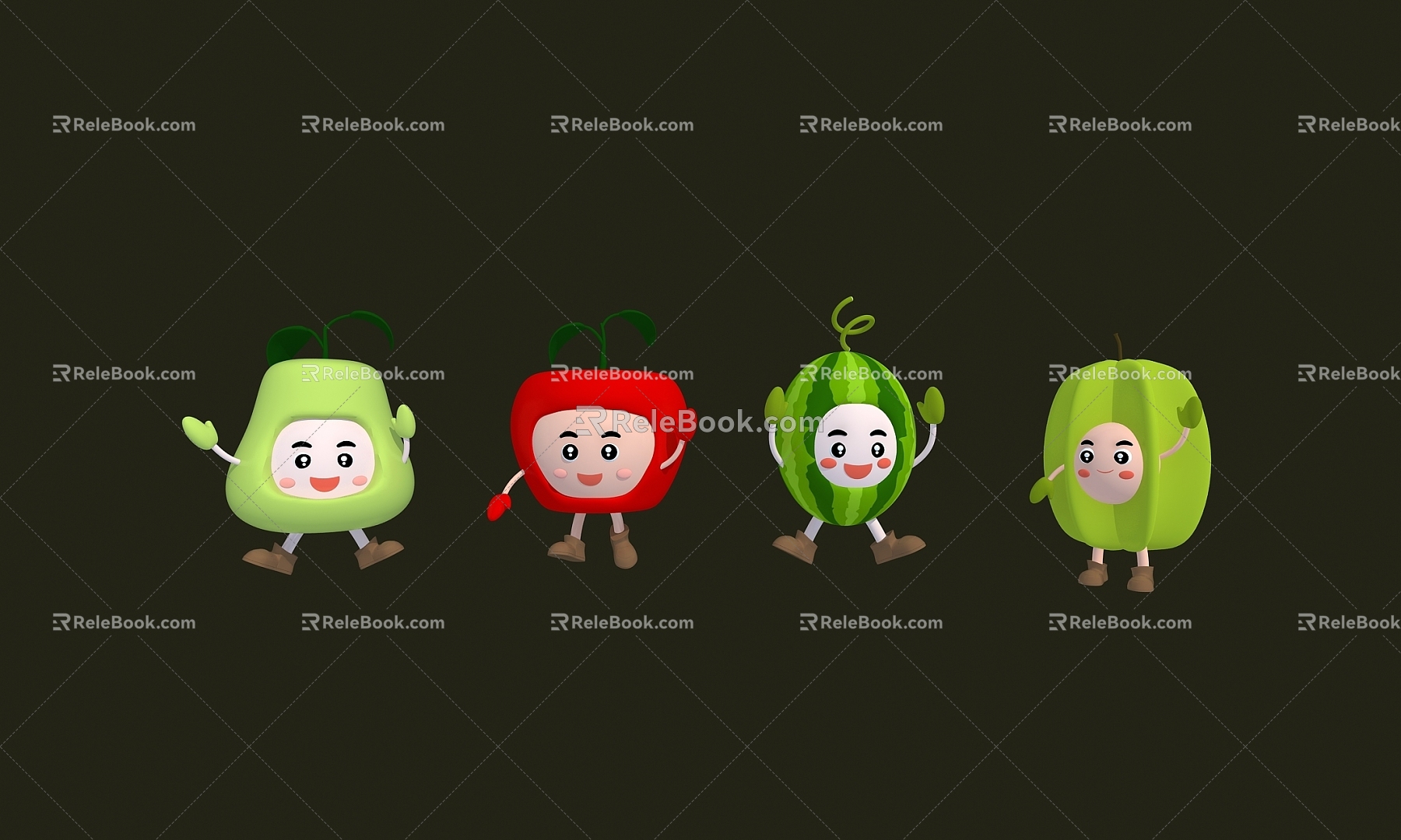 Cartoon Fruit Cartoon Fruit Meichen Cartoon Toy Cartoon Apple Pear Watermelon Carambola Doll Cartoon Fruit Pillow Cartoon Fruit Character 3d model