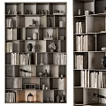 Modern Wooden Shelving Unit with Books Decorative Items and Layered Storage Design