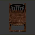 Vintage Wooden Carved Red Toned Leisure Rocking Chair with Armrests and Rocking Legs