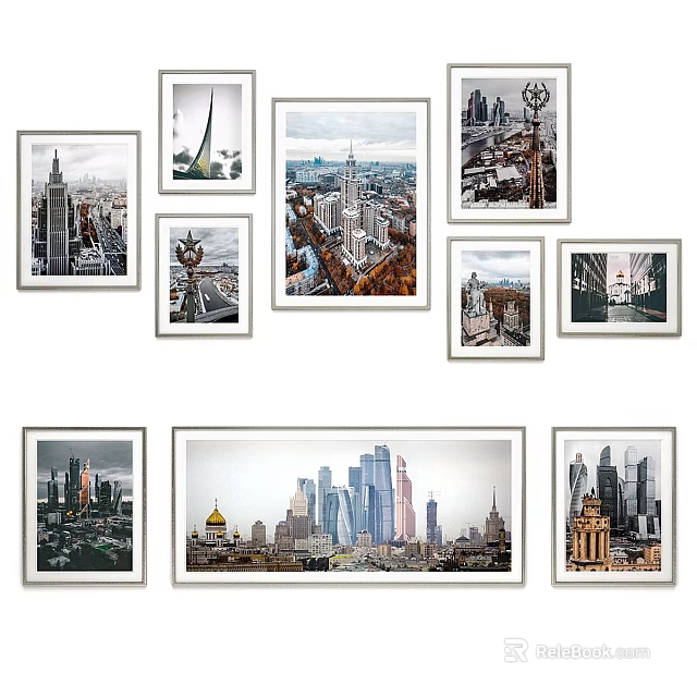 Framed Cityscape Photos With Urban Architecture Prints For Modern Wall Decor 3d model 