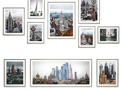 Framed Cityscape Photos With Urban Architecture Prints For Modern Wall Decor 3d model