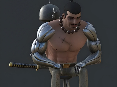 Modern Game Character Cartoon Samurai model