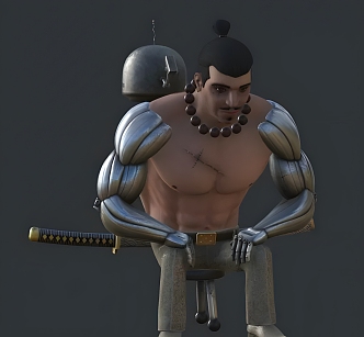 Modern Game Character Cartoon Samurai 3d model